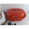 Image 3 : Bed Pan, Roaster with Lid, Enamel Tea Pot - PICK UP