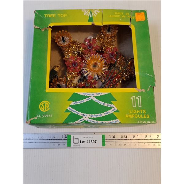 Vintage Multi-Colored Reflector Christmas Tree Topper-11 Lights in original box-working