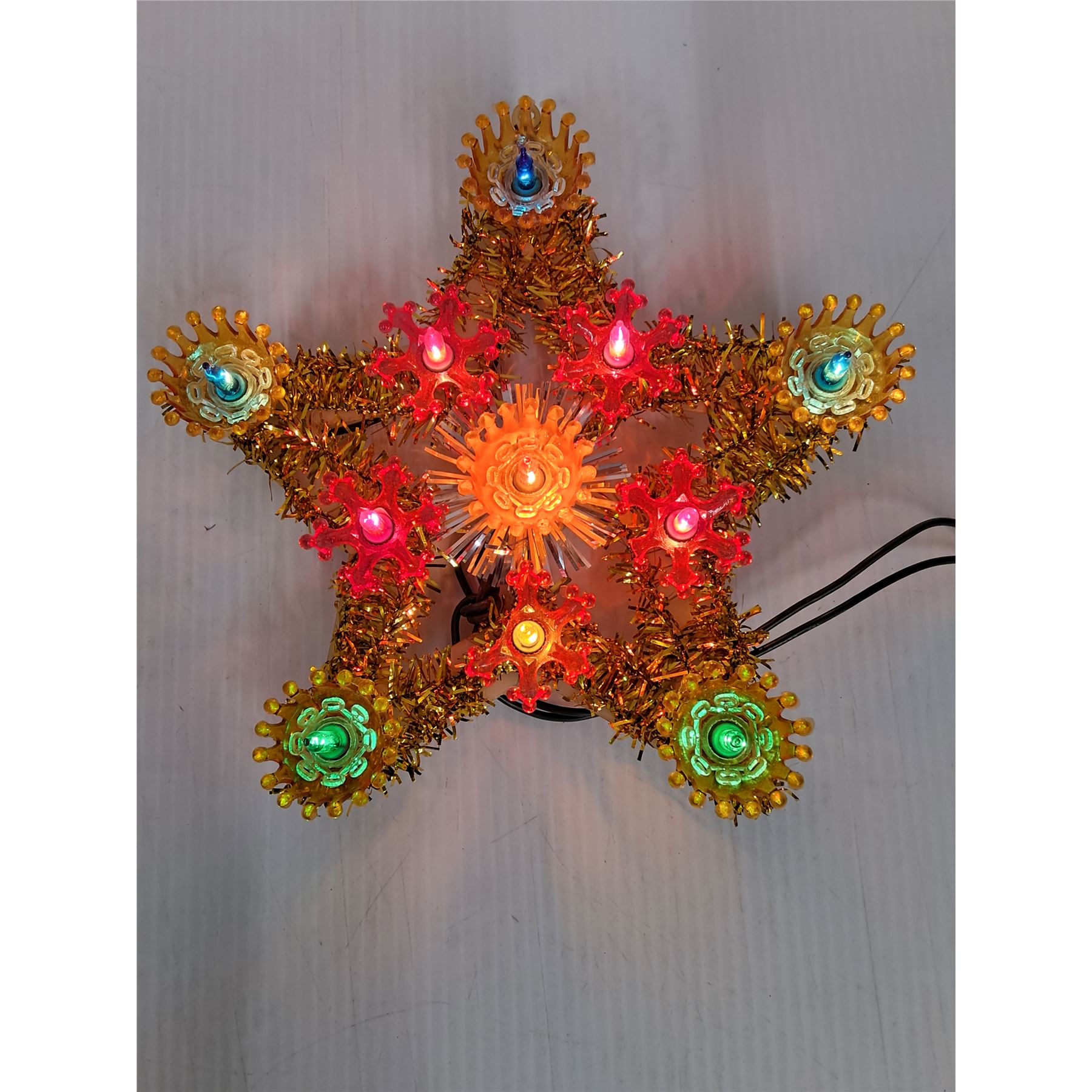 Vintage Multi-Colored Reflector Christmas Tree Topper-11 Lights in ...
