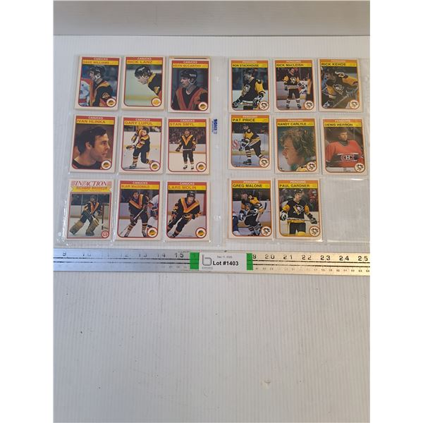 1982-83 O-Pee-Chee Vancouver Canucks and Pittsburgh Penguins Player Cards-Cannot Guarantee Authentic