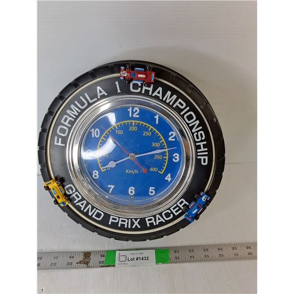 Plastic Grand Prix Wallclock 11.5", Requires Batteries