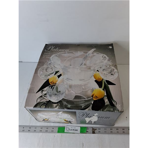 Glass Punch Set with Plastic Ladle, Appears NIB