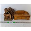 Image 1 : Wooden Storage Box 11.5" x 6.25" & Log Cabin Birdhouse