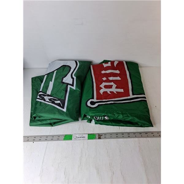 (2) Pilsner/ Sask. Roughrider Flags Up to 58.5" x 35.5"