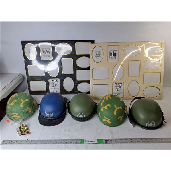 (5) Plastic Child Helmets & (2) Photo Frames