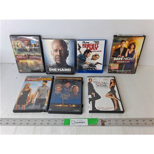 (7) DVDs- Die Hard, Date Night, The Bounty Hunter, Misc.