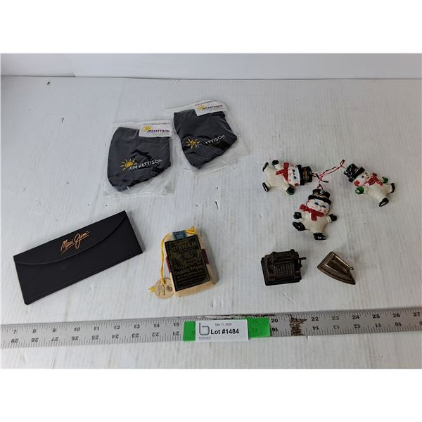 Durham Smoking Tobacco, (2) Jim Pattison Masks, Vintage Tree Ornaments, Misc.