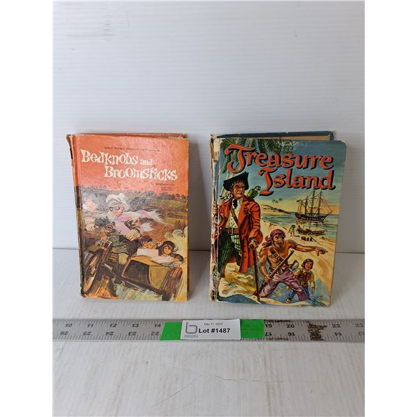 (2) Vintage Books, As Is- Treasure Island & Bedknobs and Broomsticks