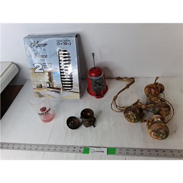 (2) Floor Registers, Hanging Pots Decor, Bacardi Glass, Misc.