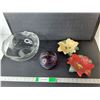 Image 1 : Blown Art Glass Incense holder, Glass Bowl, Poinsettia Bowls