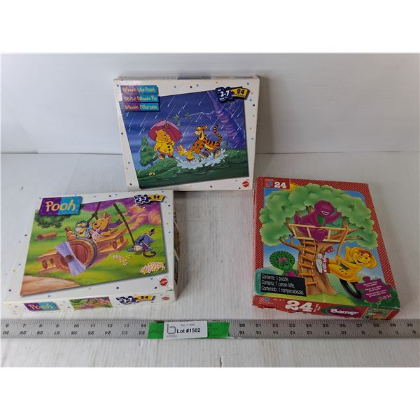 Winnie the Pooh & Barney Puzzles- As Is