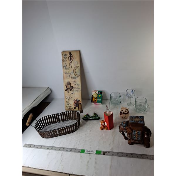 Ceramic Elephant Figurine, Bug Lightbulbs, Home Decor Sign, Misc.