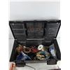 Image 2 : Plastic Tool Box 20" x 8" x 10", Wires, Screwdriver, Battery Tester - As Is