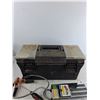 Image 7 : Plastic Tool Box 20" x 8" x 10", Wires, Screwdriver, Battery Tester - As Is