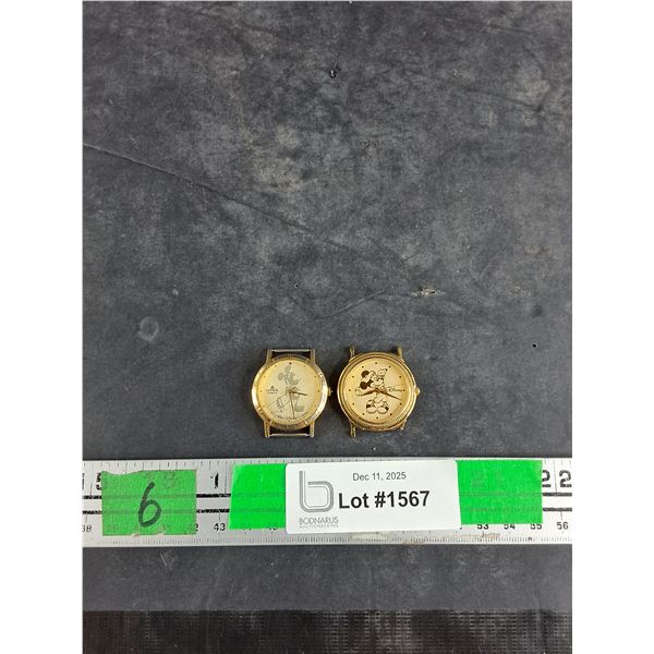 (2) Disney Mickey Mouse Watches - No Bracelets, As Is