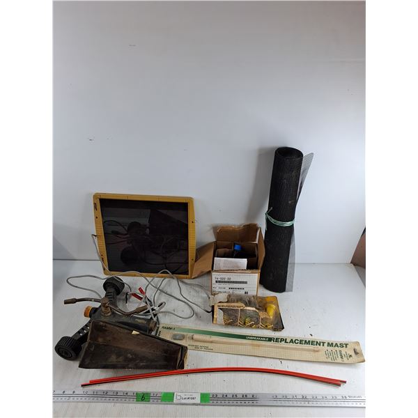 Battery Saver Pro Solar Panel, Yardworks Garden Sprinkler, Mesh Screen, Upper HSG Kit, Misc - As Is