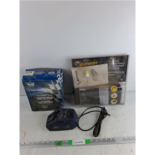 Pro King Auto Transmission Filter Kit, Mobile Power Inverter, Mastercraft Battery Charger - As Is