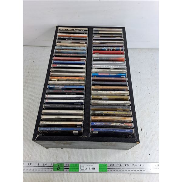 Assorted CDs - Village People, ABBA, Hugh Masekela, CD Organizer 19" x 12" x 5"