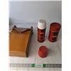 Image 1 : (2) Thermos Bottles Up To 10", Leather Case