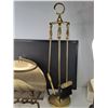 Image 2 : Vintage Brass Fireplace Log Holder With a Wire Mesh Base & Tool Set With Stand - CANNOT SHIP
