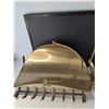 Image 4 : Vintage Brass Fireplace Log Holder With a Wire Mesh Base & Tool Set With Stand - CANNOT SHIP