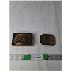 Image 1 : (2) Brass Coloured Belt Buckles- Trail Ride, American Express Wells Butterfield