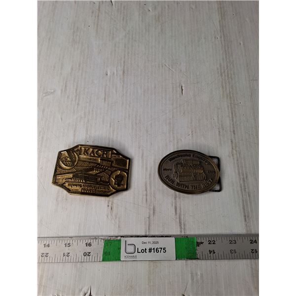 (2) Metal Belt Buckles- KCAR, Waukesha Engines