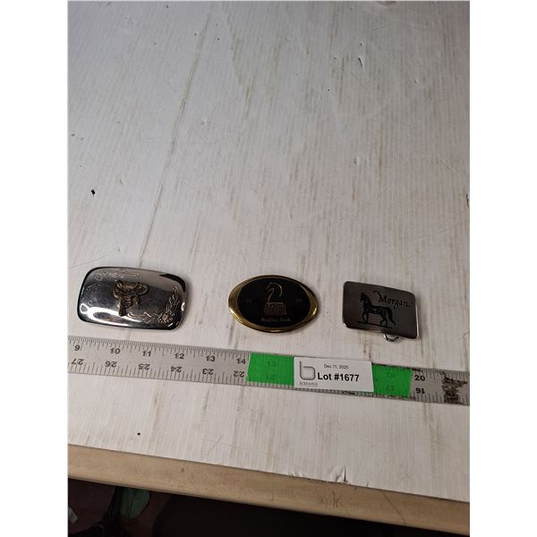 (2) Metal (1) Brass Belt Buckle- Horse themed