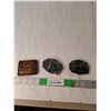 Image 1 : (3) Brass Belt Buckles - 3 Workers Insurance, Square Dance, Hunting