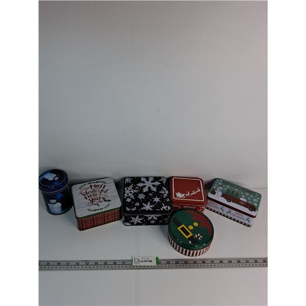 (6) Christmas Tins Up To 6"x 6"