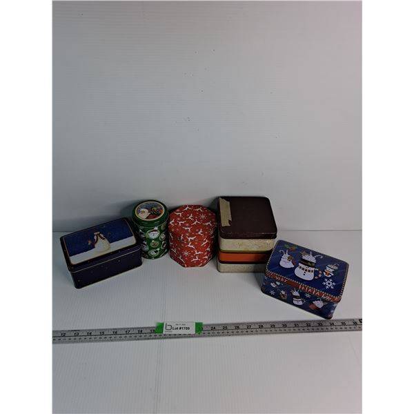 (5) Christmas Tins Up To 5.5"x 4 3/4"