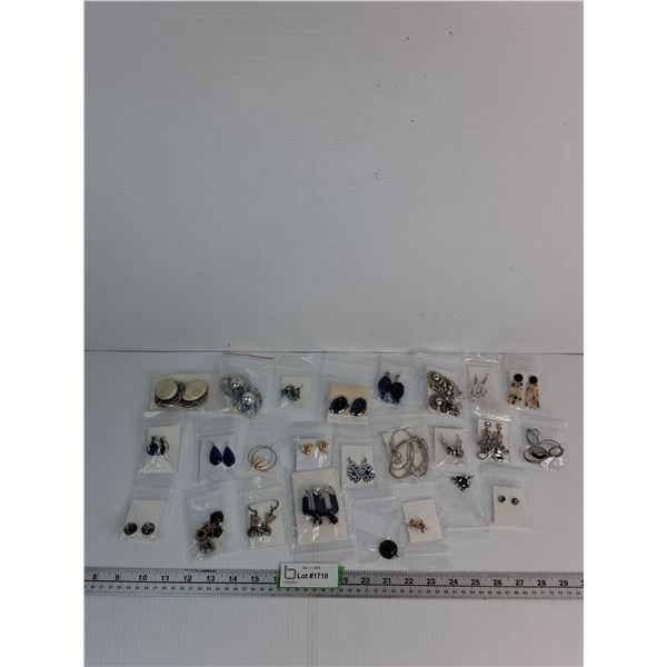 (23) Variety Of Costume Earrings And (2) Necklace Pendents- Consigner Claims They Are Sterling Silve