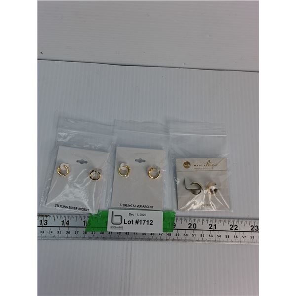 (3) Pairs Of Sterling Silver Earrings- Cannot Authenticate