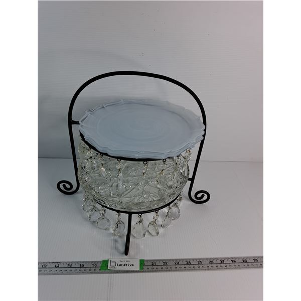 (5) Glass Serving Plates Within Decorative Metal Stand - Pick Up Preferred