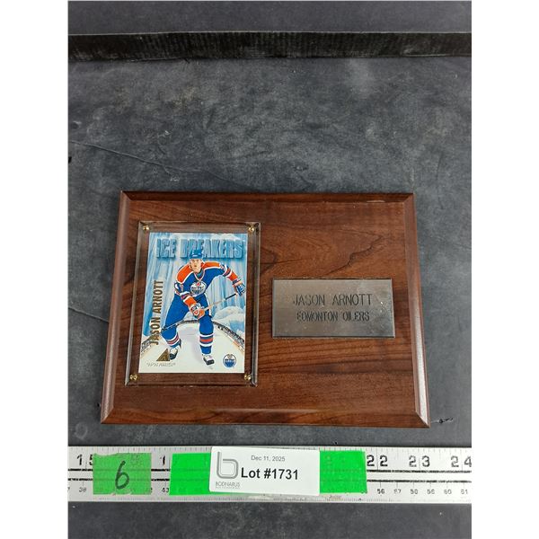 Jason Arnott Edmonton Oilers Plaque with Ice Breakers Hockey Card
