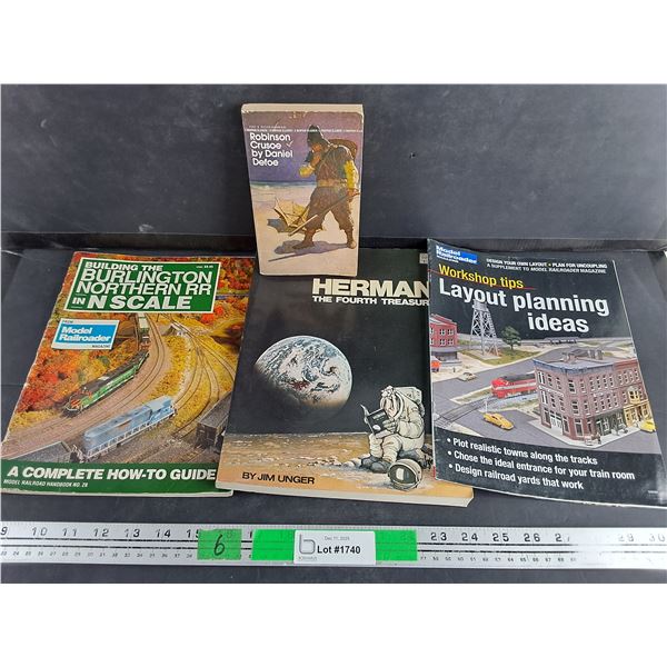 Model Railroad Handbook, Workshop Tips Magazine, Herman The Fourth Treasury & Daniel Defoe Books
