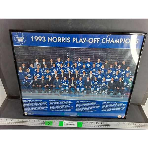 Framed Toronto Maple Leafs 1993 Norris Play Off Champions Poster 20" x 16"