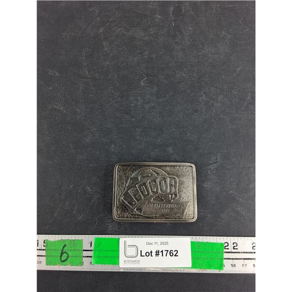 Ledcor Safety Award 1991 Belt Buckle