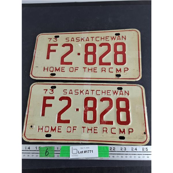 1973 Saskatchewan License Plates
