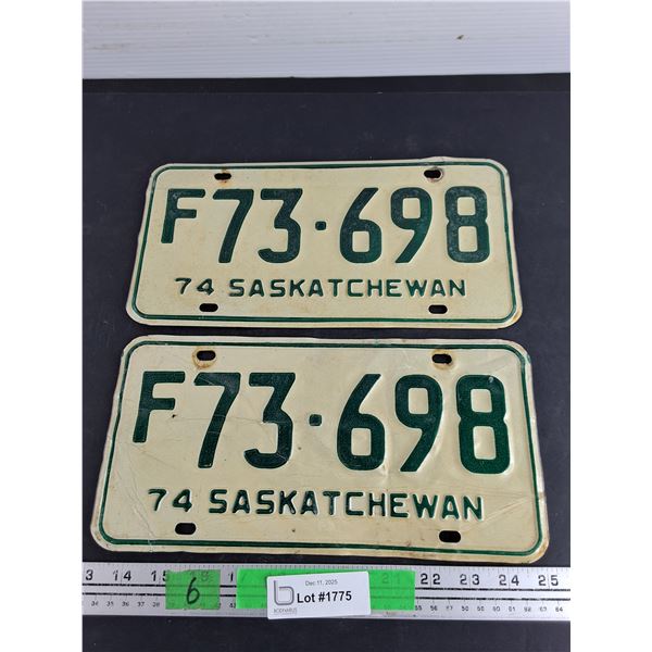 1974 Saskatchewan License Plates