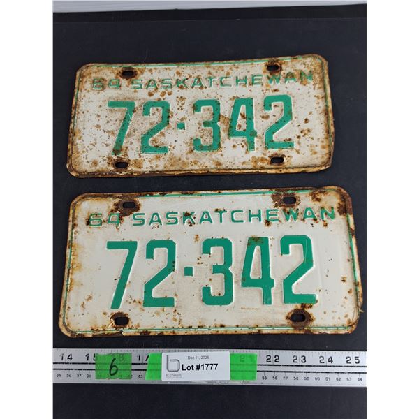 1964 Saskatchewan License Plates