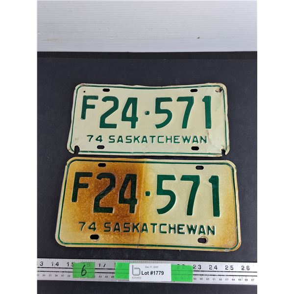 1974 Saskatchewan License Plates