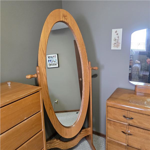 Upright Oval Mirror   34" X 72"     Comes out of a very clean home