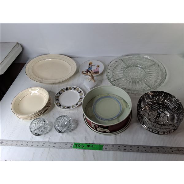 Trays, Candle Holders, Strainer, Misc.