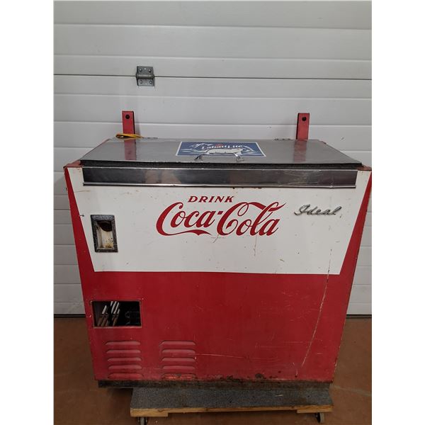 * Vintage Coca Cola Ideal Brand Cooler - CANNOT SHIP - 36" x 39" x 19.5" - Powers On, As Is