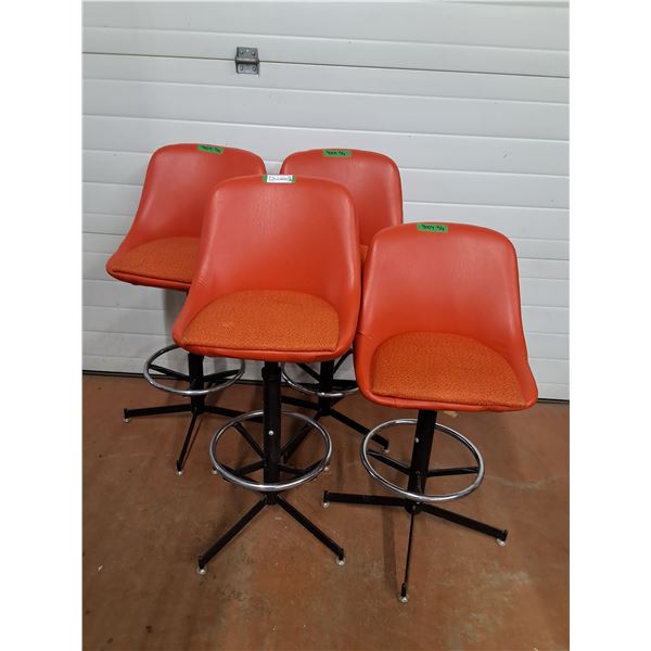 * (4) MCM Vintage Upholstered Bar Stools - Adjustable - CANNOT SHIP