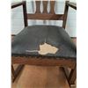 Image 2 : * Antique Leather Upholstered Wooden Rocking Chair - CANNOT SHIP