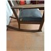 Image 4 : * Antique Leather Upholstered Wooden Rocking Chair - CANNOT SHIP