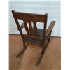 Image 5 : * Antique Leather Upholstered Wooden Rocking Chair - CANNOT SHIP