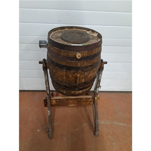 * Antique Beatty Bros Cast Iron & Wood Butter Churn - CANNOT SHIP - 33" x 20" x 22"